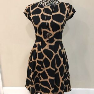 MK Giraffe print A-line dress w/ pleated skirt